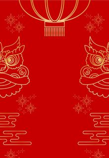 烫金舞狮新年底纹图片