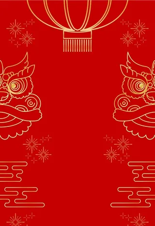 烫金舞狮新年底纹图片