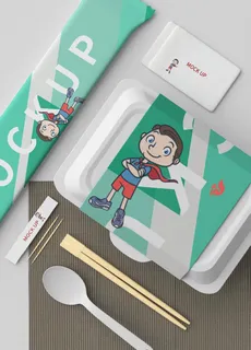 一次性餐具样机图片