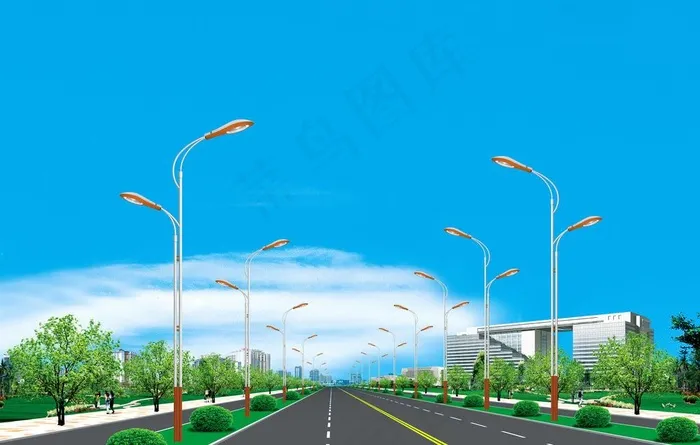 道路照明效果图图片