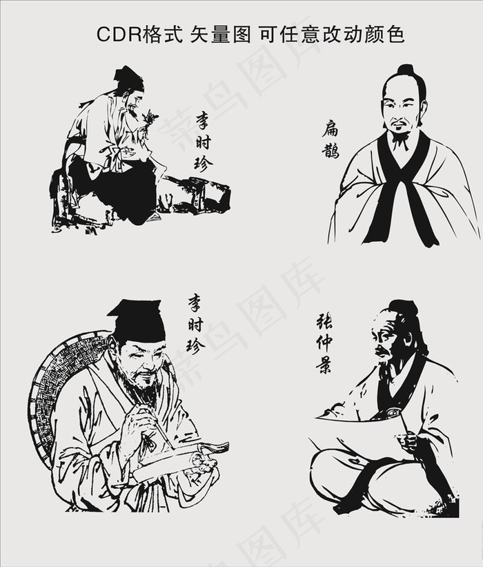 古代医生 名人图片cdr矢量模版下载