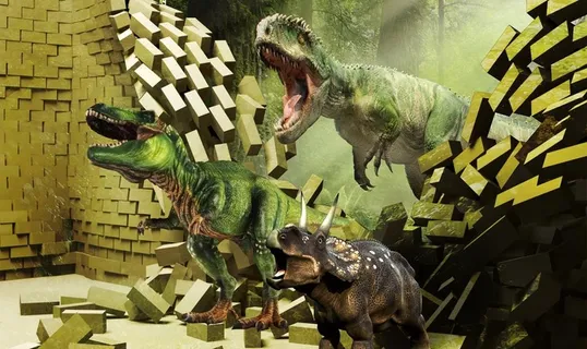 霸王龙3D立体背景墙图片