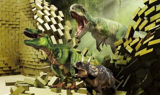 霸王龙3D立体背景墙图片