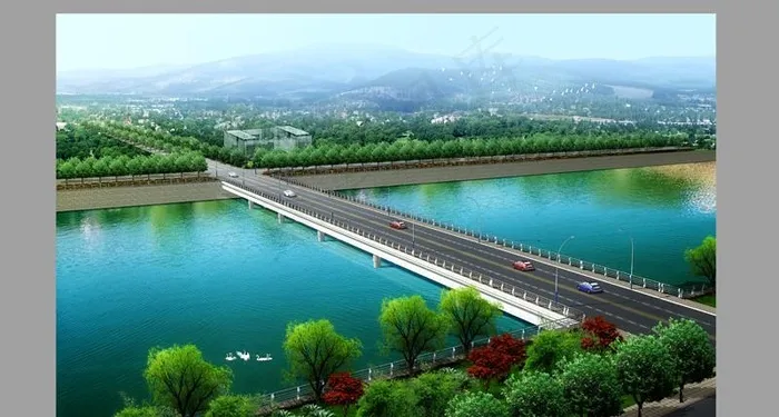 市政桥梁效果图后期PSD分层文件图片psd模版下载