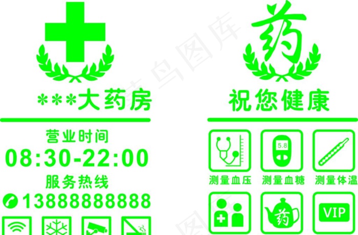 药房玻璃门广告贴矢量图片cdr矢量模版下载