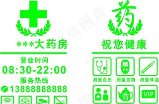 药房玻璃门广告贴矢量图片