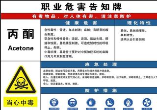职业危害告知牌 丙酮图片