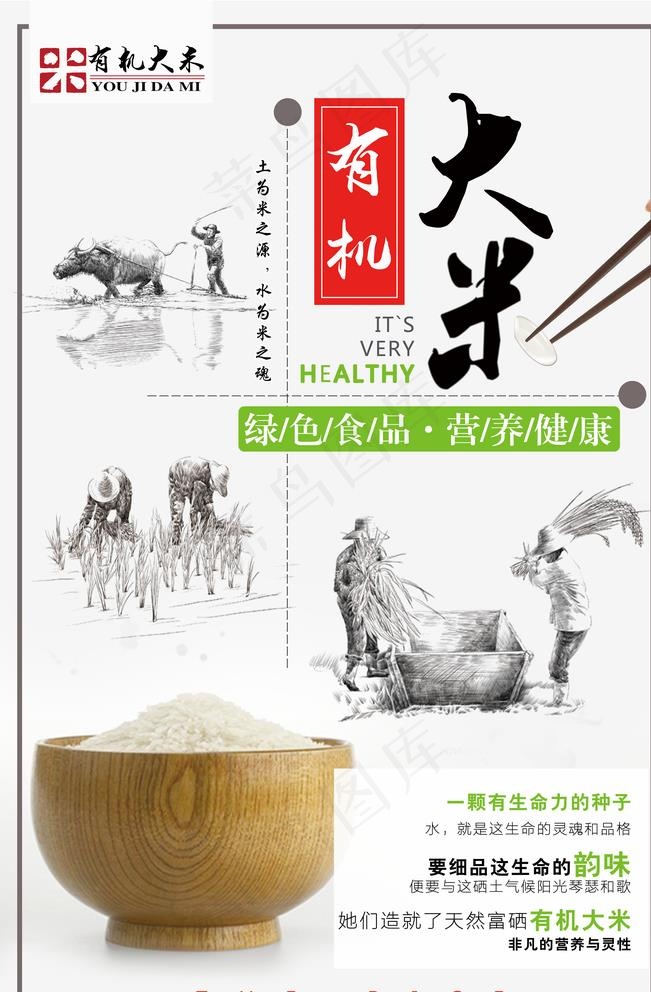 有机大米美食海报图片psd模版下载
