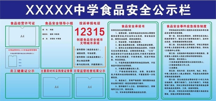 食品安全公示栏图片cdr矢量模版下载