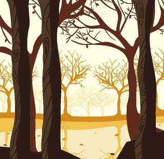 树林 树木 手绘 剪影 卡通图片