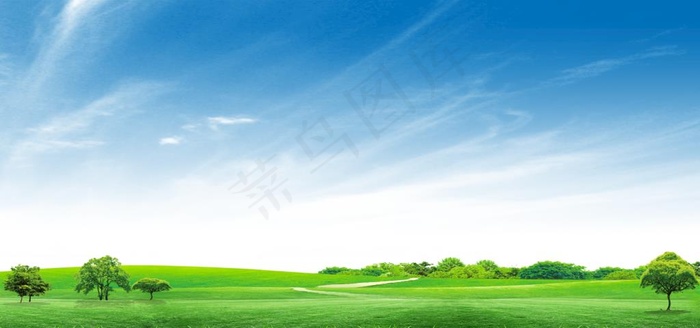 草坪天空蓝色公益海报背景素材图片(2953x1476)psd模版下载