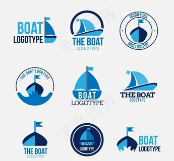 蓝色帆船标志图片