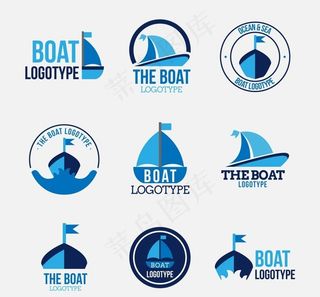 蓝色帆船标志图片