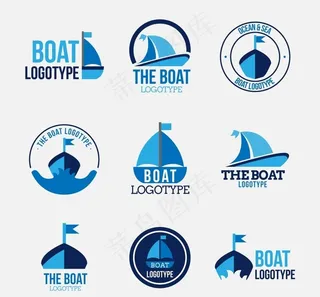 蓝色帆船标志图片