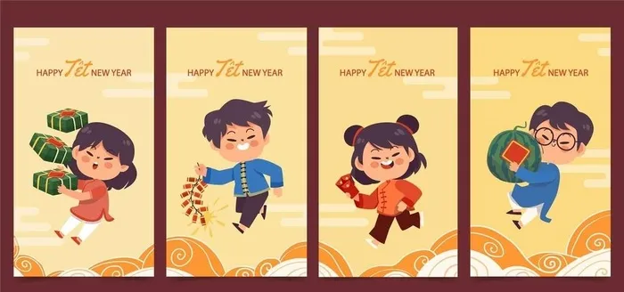 新年人物图片ai矢量模版下载