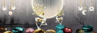 星空梦幻麋鹿装饰画图片