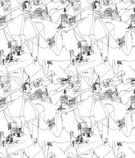 大牌 数码印花 线条建筑图片