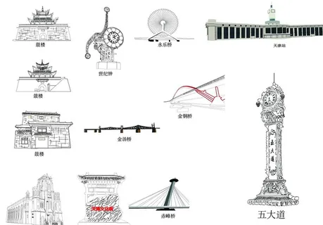 天津建筑简笔画图片