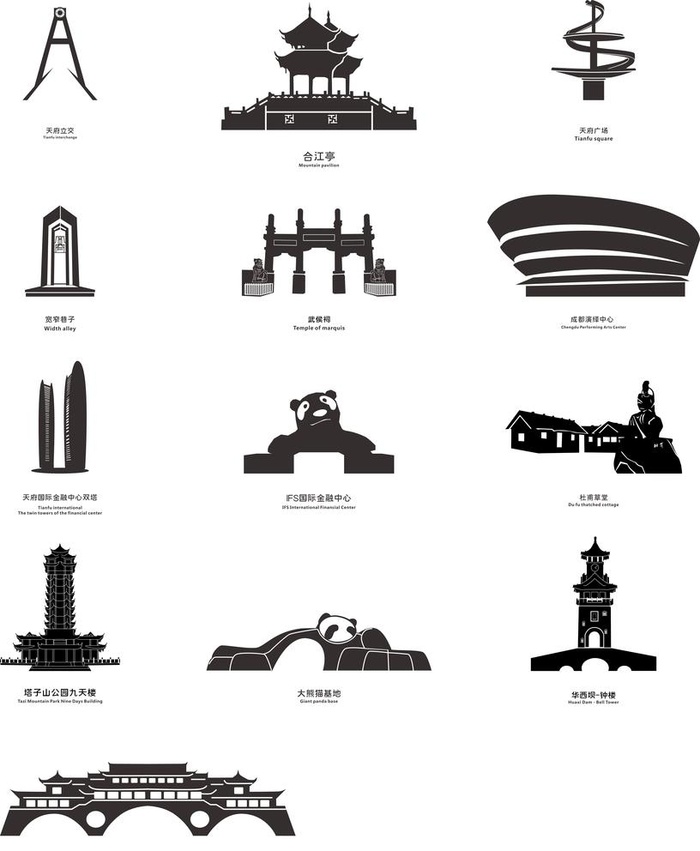 成都地标建筑图片cdr矢量模版下载