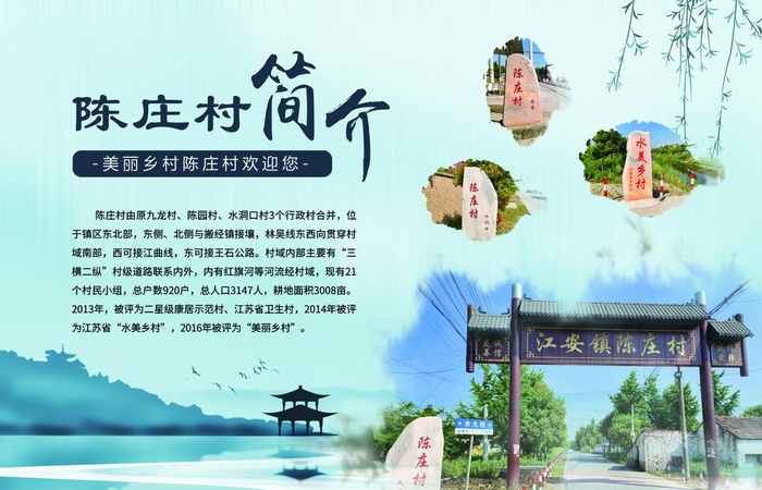美丽乡村 村庄简介 展板图片(6307x4252)psd模版下载