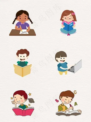 卡通读书女孩图片