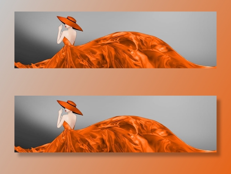 人物艺术红裙美女装饰画图片(9449x2953)