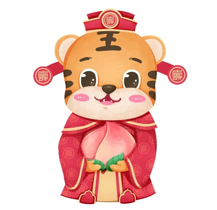 虎年五福小老虎IP寿神图片(2000x2000)psd模版下载