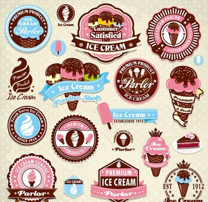 时尚冰淇淋图标图片ai矢量模版下载