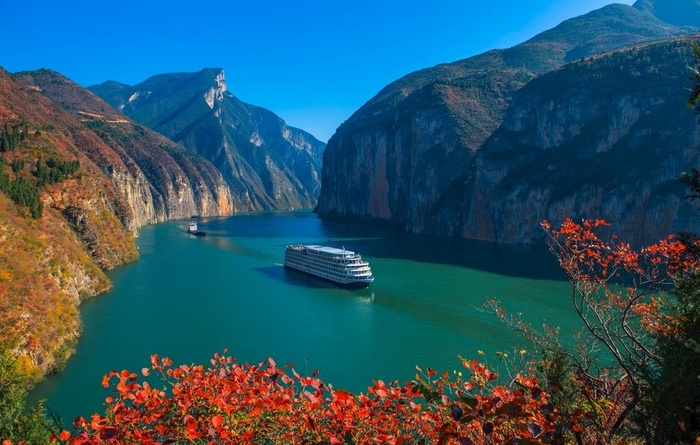 重庆奉节三峡夔门红叶夔门景观 图片