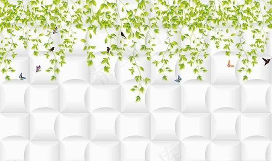 3d绿色花藤电视背景图片