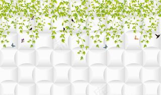 3d绿色花藤电视背景图片