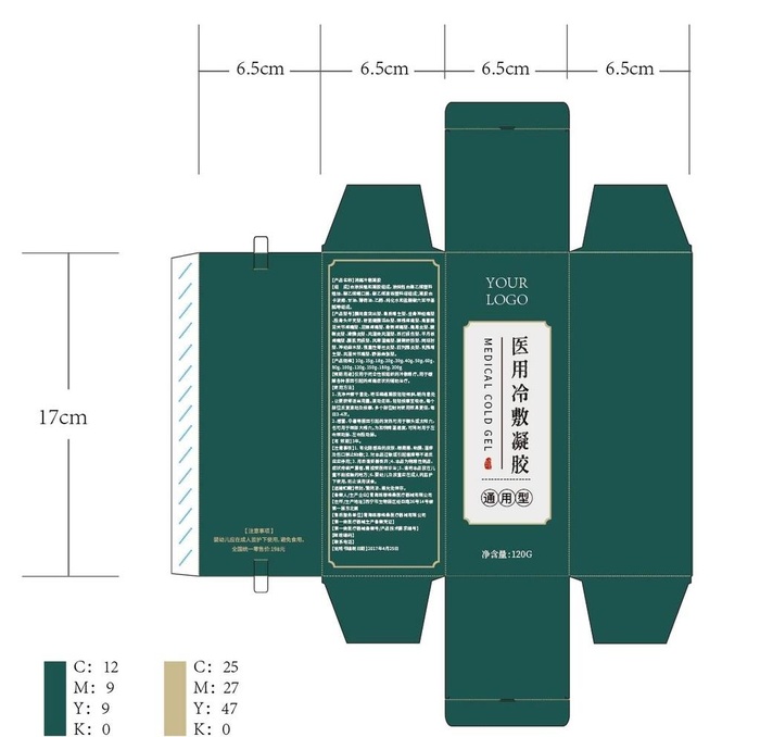 药膏包装医用养包装展开图刀版图图片