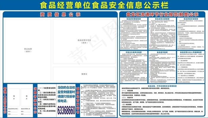 食品经营单位食品安全信息公示栏图片cdr矢量模版下载