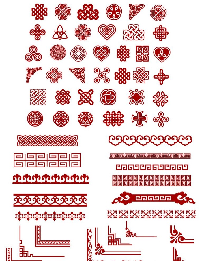 边框花纹中国风设计元素组合图片(1024x1369)psd模版下载