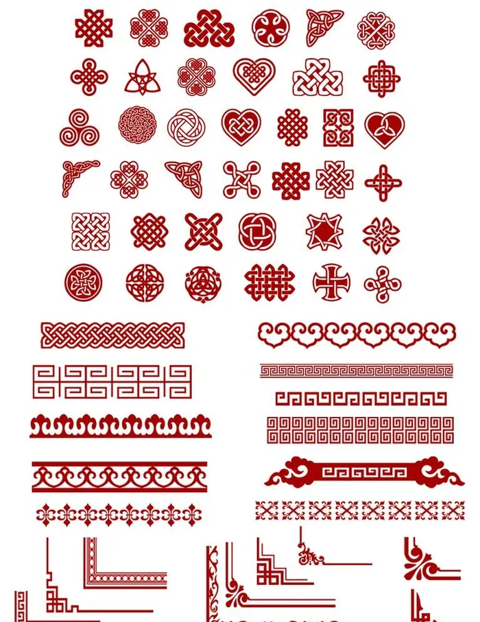 边框花纹中国风设计元素组合图片(1024x1369)psd模版下载