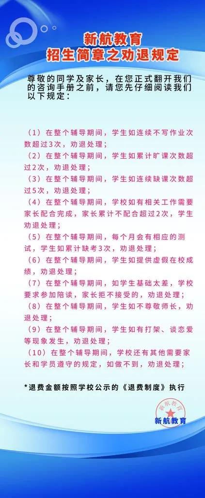 招生简章之劝退规定图片(2268X5102(DPI:72))psd模版下载