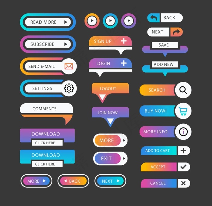 扁平化网页UI按钮图片