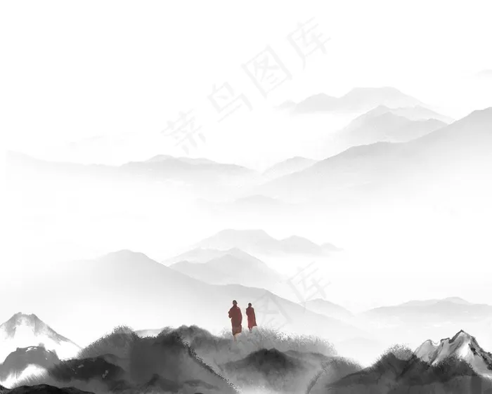 水墨山水图片psd模版下载