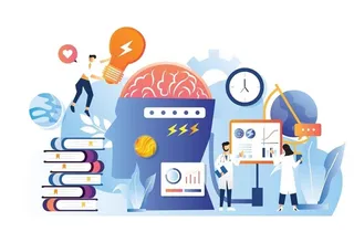 矢量科学大脑天才插画图片