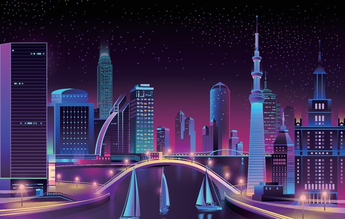 霓虹渐变城市图片