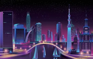 霓虹渐变城市图片