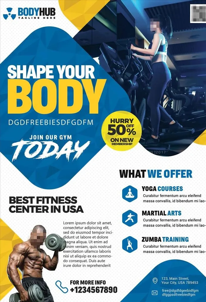 健身房海报图片(2460x3450)psd模版下载