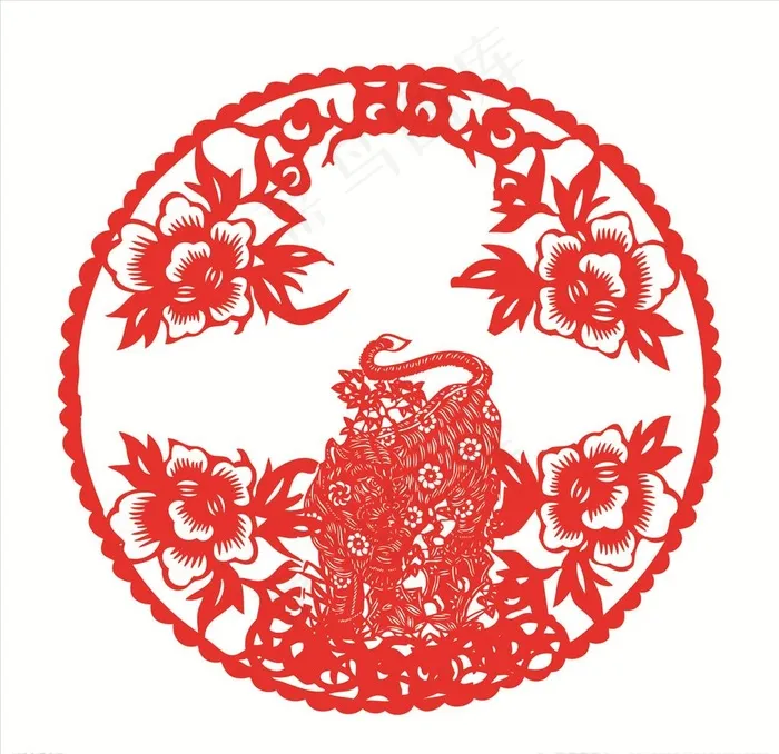 虎年吉祥剪纸图片ai矢量模版下载