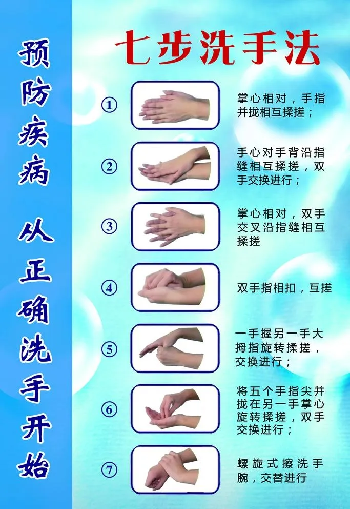 七步洗手法图片(1575x2362)psd模版下载