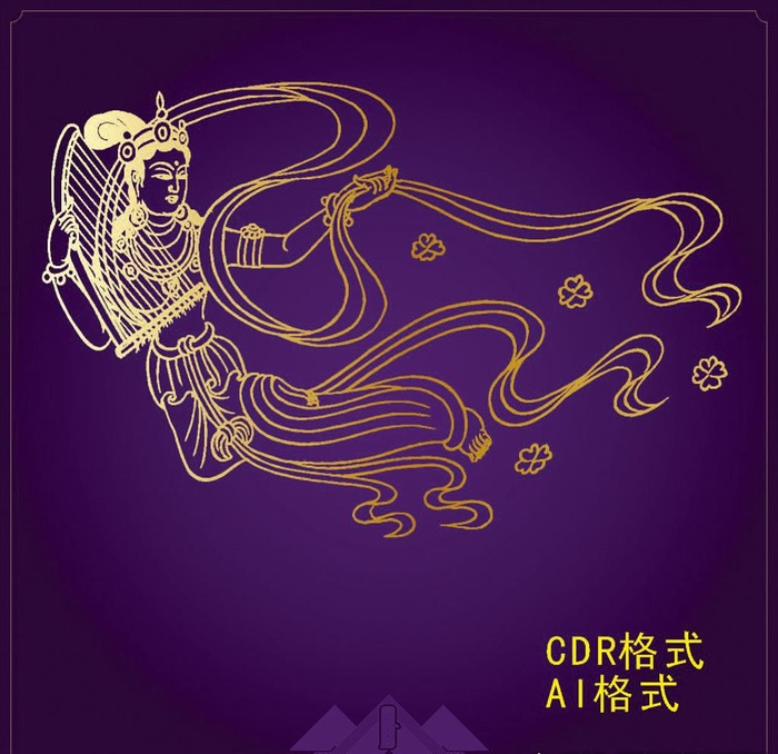 敦煌壁画 飞天矢量图片