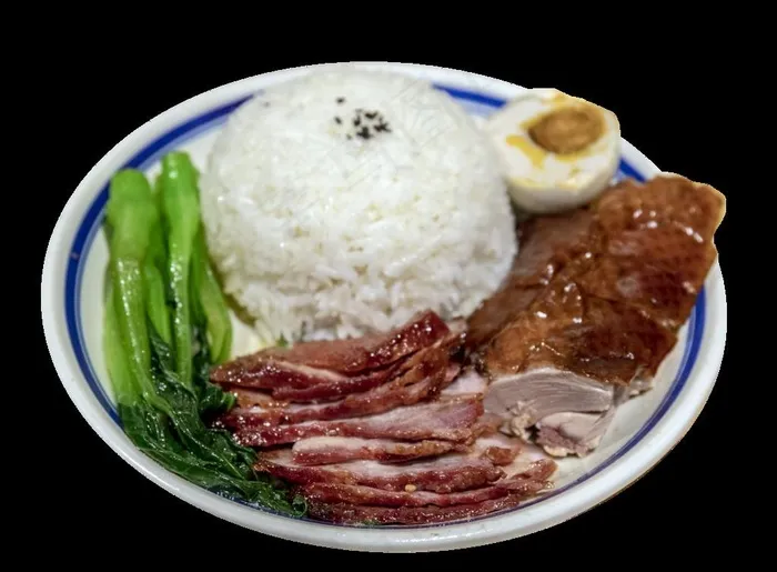 烧鸭拼叉烧饭图片
