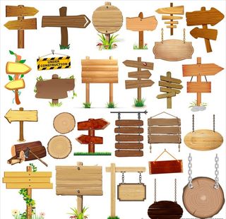 木头指示路牌图片