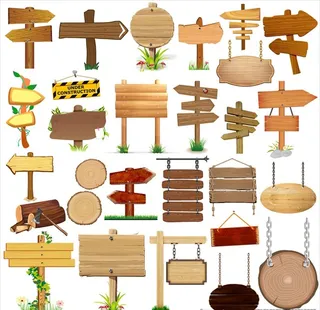 木头指示路牌图片