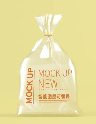 3D透明购物袋样机图片