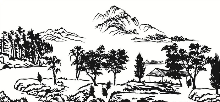 山水画图片ai矢量模版下载